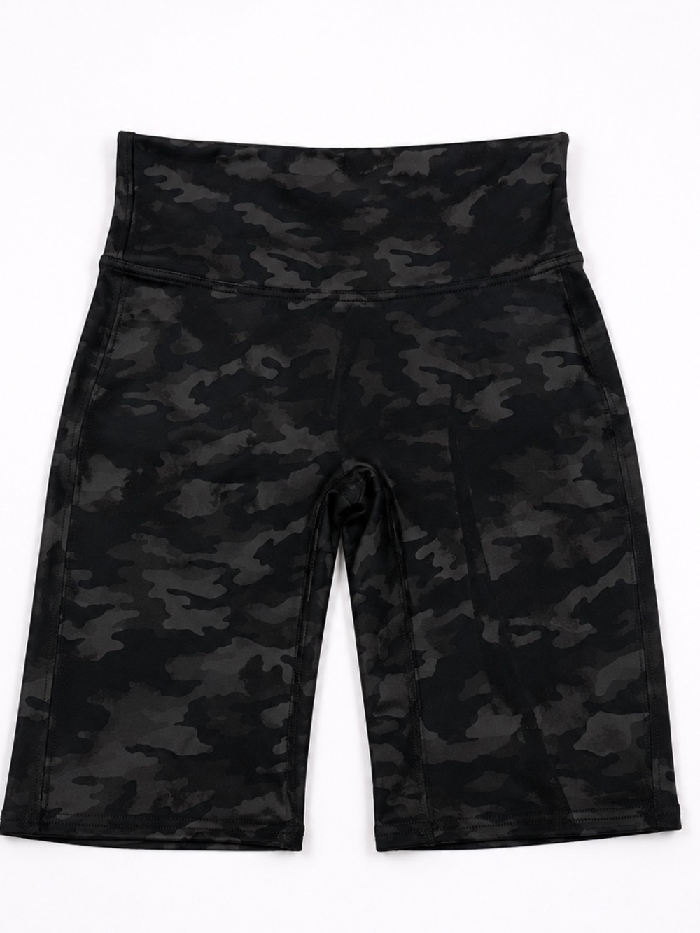 Spanx black camo bike shorts new small petite S P 9" inseam